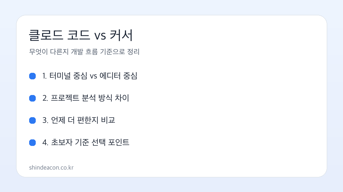 클로드 코드와 커서 비교 핵심 흐름 이미지