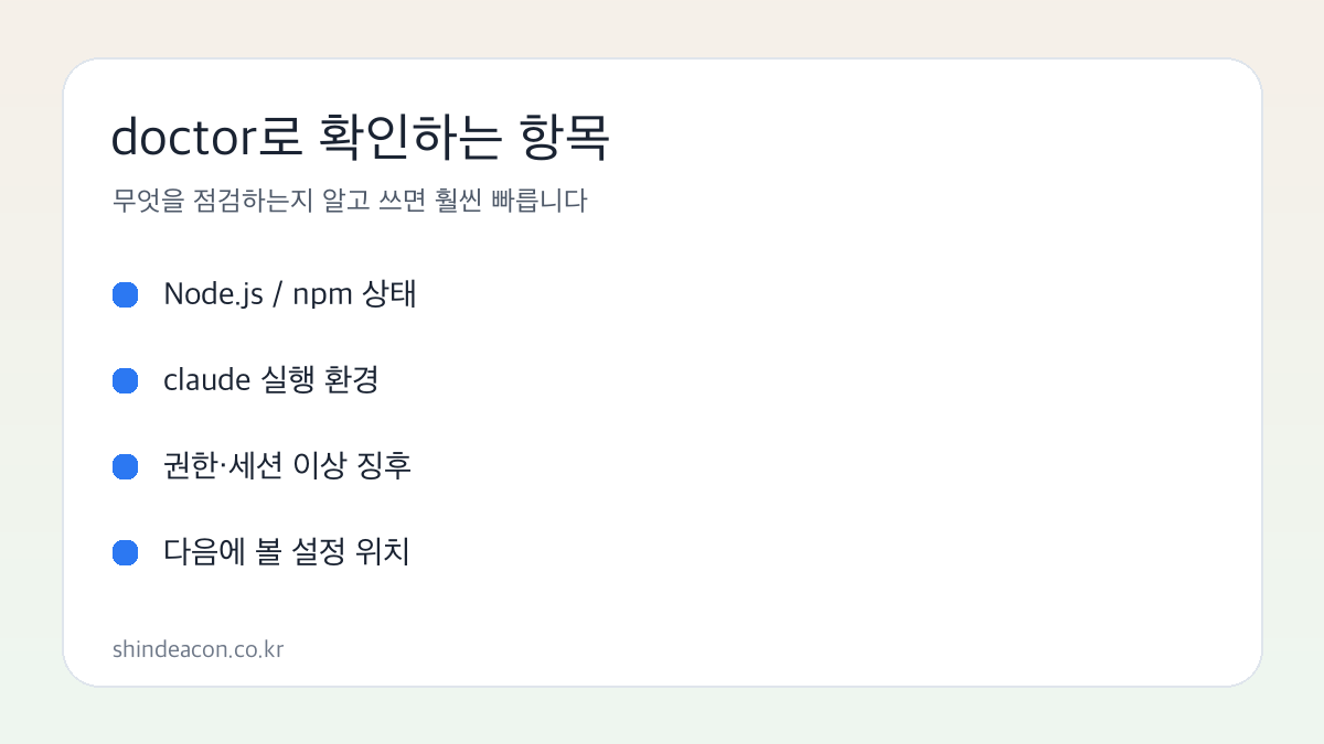 claude doctor 점검 항목 이미지